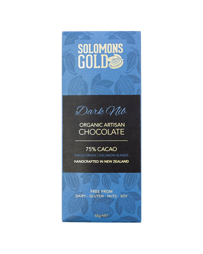 Solomons Gold Dark Nib Chocolate Bar, Classic Range